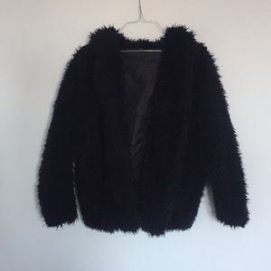 Black Faux Fur Coat Jacket